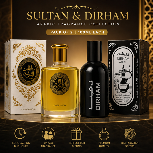 Sultan & Dirham Perfume Combo – 2 x 100ml Long Lasting Arabic Fragrance