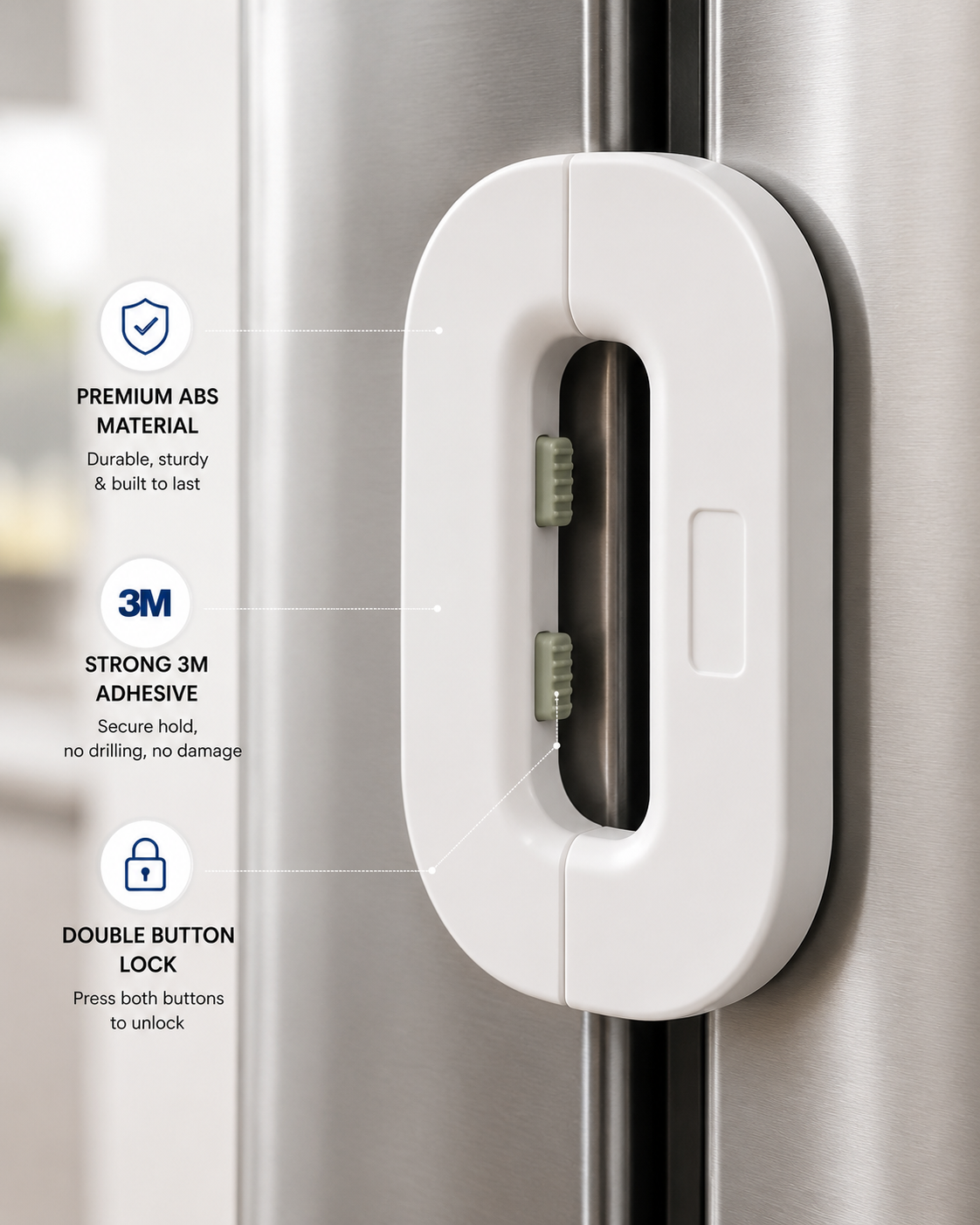 Multi-Purpose Child Safety Lock for Fridge, Cabinets & Drawers