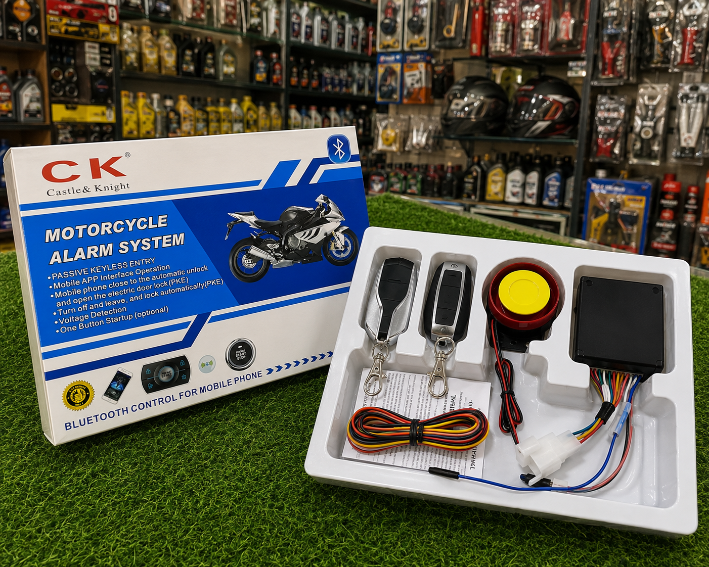 CK Universal 2-Way Motorcycle Anti-Theft Alarm System with Remote Auto Start & Smart Immobilizer