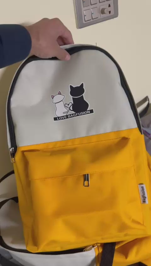 Cute Cat 5-in-1 School Bag Set for Girls
